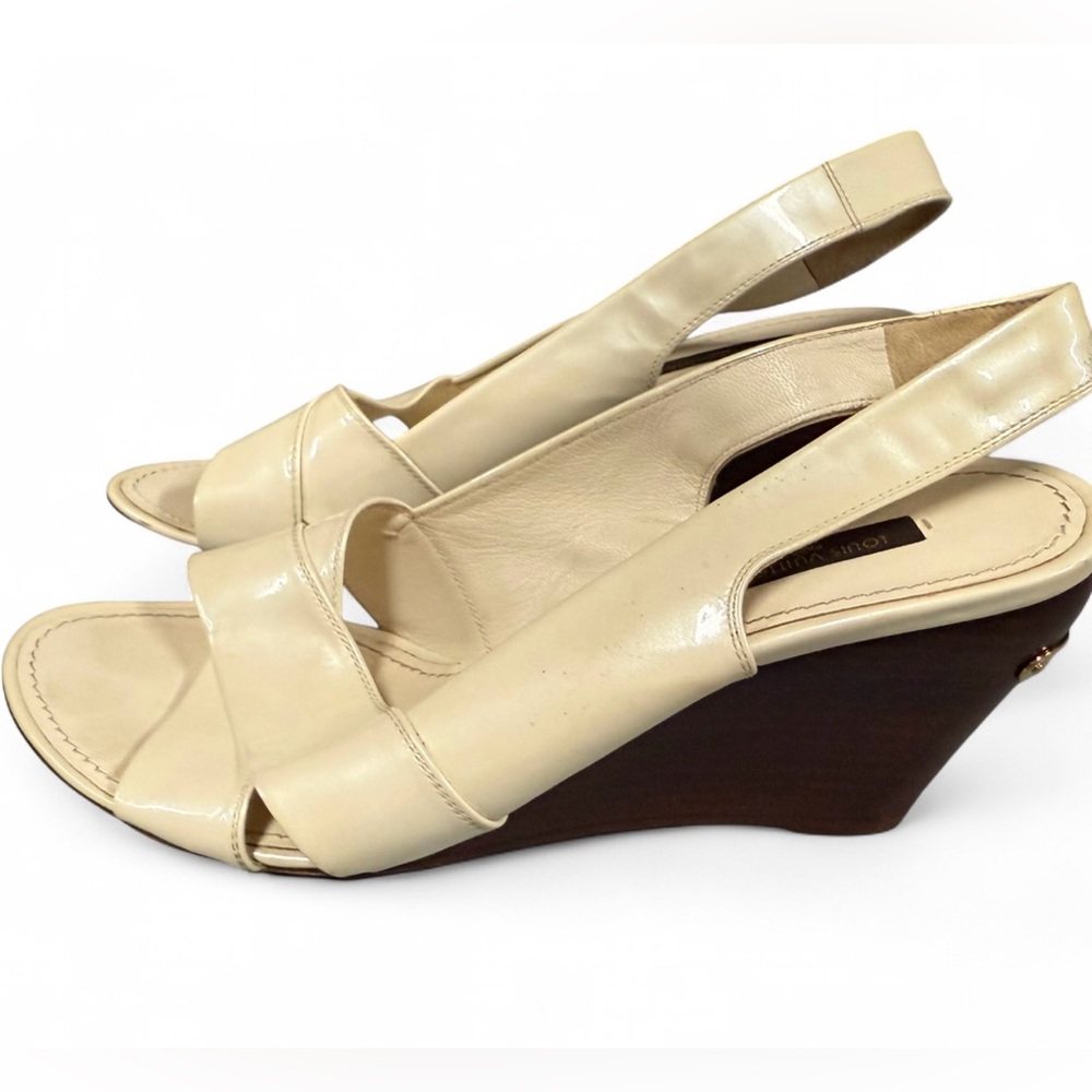 Louis Vuitton Cream Wedge Sandals